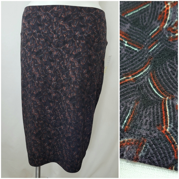 LuLaRoe Dresses & Skirts - LuLaRoe Cassie SKIRT Womens Size 3XL Black Gray Red Aqua Pull-on Abstract NWT